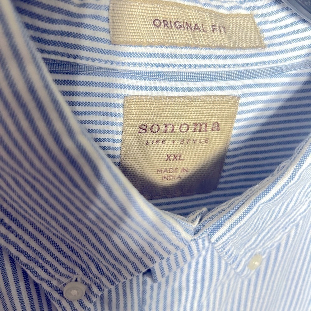 NWT Sonoma Oxford Blue and White  Button Down Long Sleeve Shirt XXL​​​​​​​​ - Picture 5 of 10